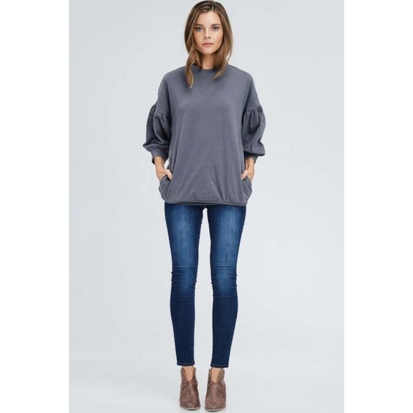 (NWT) Crewneck Longline Sweater with Pockets - Picture 1 of 8